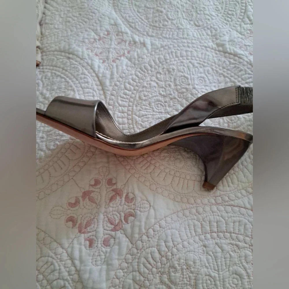 Brand New, Never Worn Metallic, Patent Leather, Sandal Heels - Picture 6 of 13